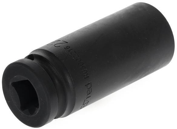 A black socket adaptor, cylindrical, for use with ratchet tools to loosen or tighten screws.