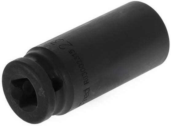 A black, cylindrical metal sleeve with a hexagonal internal profile at one end. It is marked with the inscription 'RS5002315 27'.
