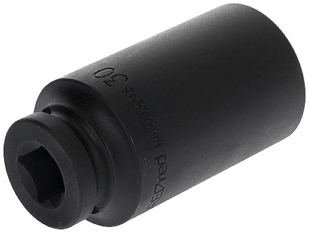 Black impact socket with 1/2 inch drive, 10 mm size, cylindrical shape and smooth surface, suitable for mechanical work.