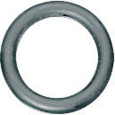 A grey, round metal ring on a white background, simply designed.