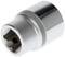 Metal socket extension with knurled surface for improved grip.