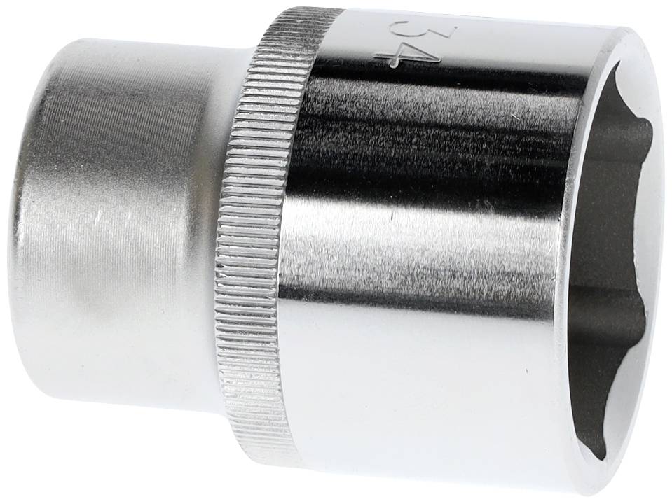 Metallic socket key attachment, size engraved on surface, used in mechanics for screw connections.