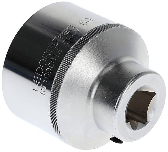 Chrome-plated hexagon socket with knurled surface, inscription 'GEDORE red', size '60'.