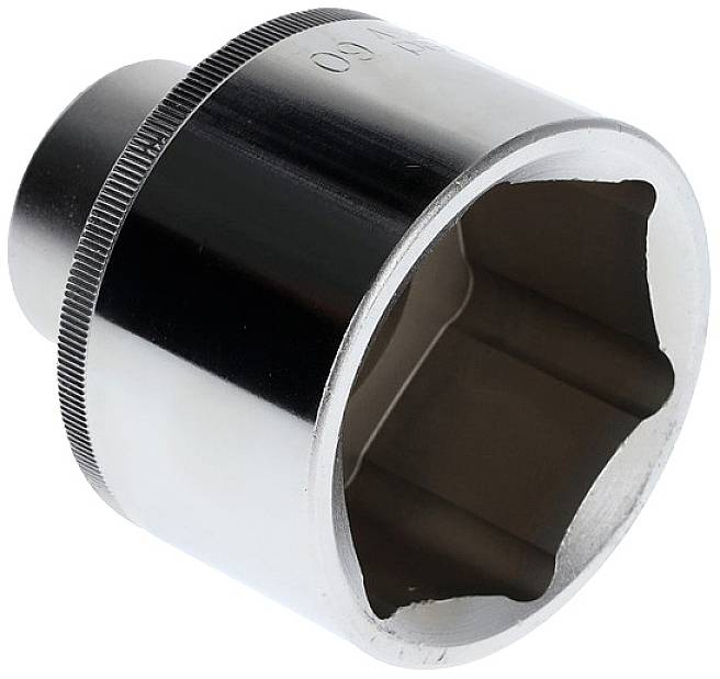 Metal socket wrench with a hexagonal profile, commonly used for manipulating nuts and bolts.