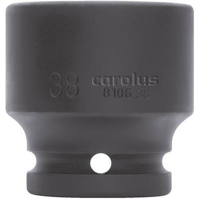 'Carolus 8106.38': 38 mm Socket Wrench. Matt-black design, embossed with size and brand markings. Designed for use in automotive workshops.