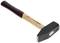 A handy hammer with a wooden handle and a flat, rectangular metal head.