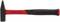 A red and black hammer with a metal head and ergonomic handle, suitable for DIY and craftwork.