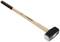 A sledgehammer with a long wooden handle and black metal head.