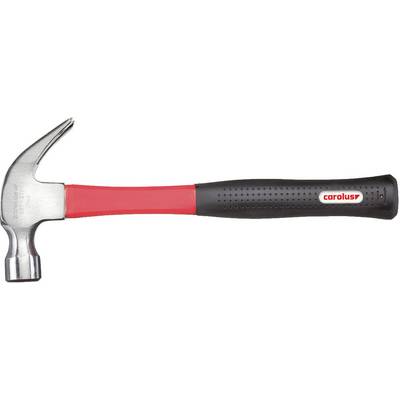 A hammer with a black handle and red shaft is lying horizontally. The 'Carolus' brand is visible on the handle.