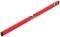 Red spirit level with two vials, one horizontal and one vertical, for checking flatness and alignment.