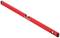 A red spirit level with two vials for checking horizontal and vertical lines. Ideal for construction and DIY work.