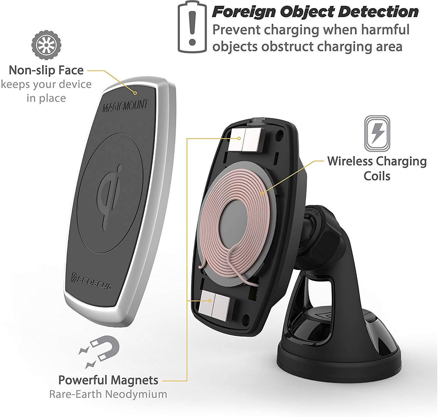 Scosche Wireless charger 2000 mA MagicMount Pro Window MPQ2WD-XTSP Outputs Inductive charging standard Black, Silver-2