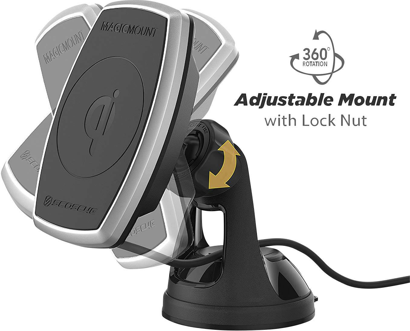 Scosche Wireless charger 2000 mA MagicMount Pro Window MPQ2WD-XTSP Outputs Inductive charging standard Black, Silver-4