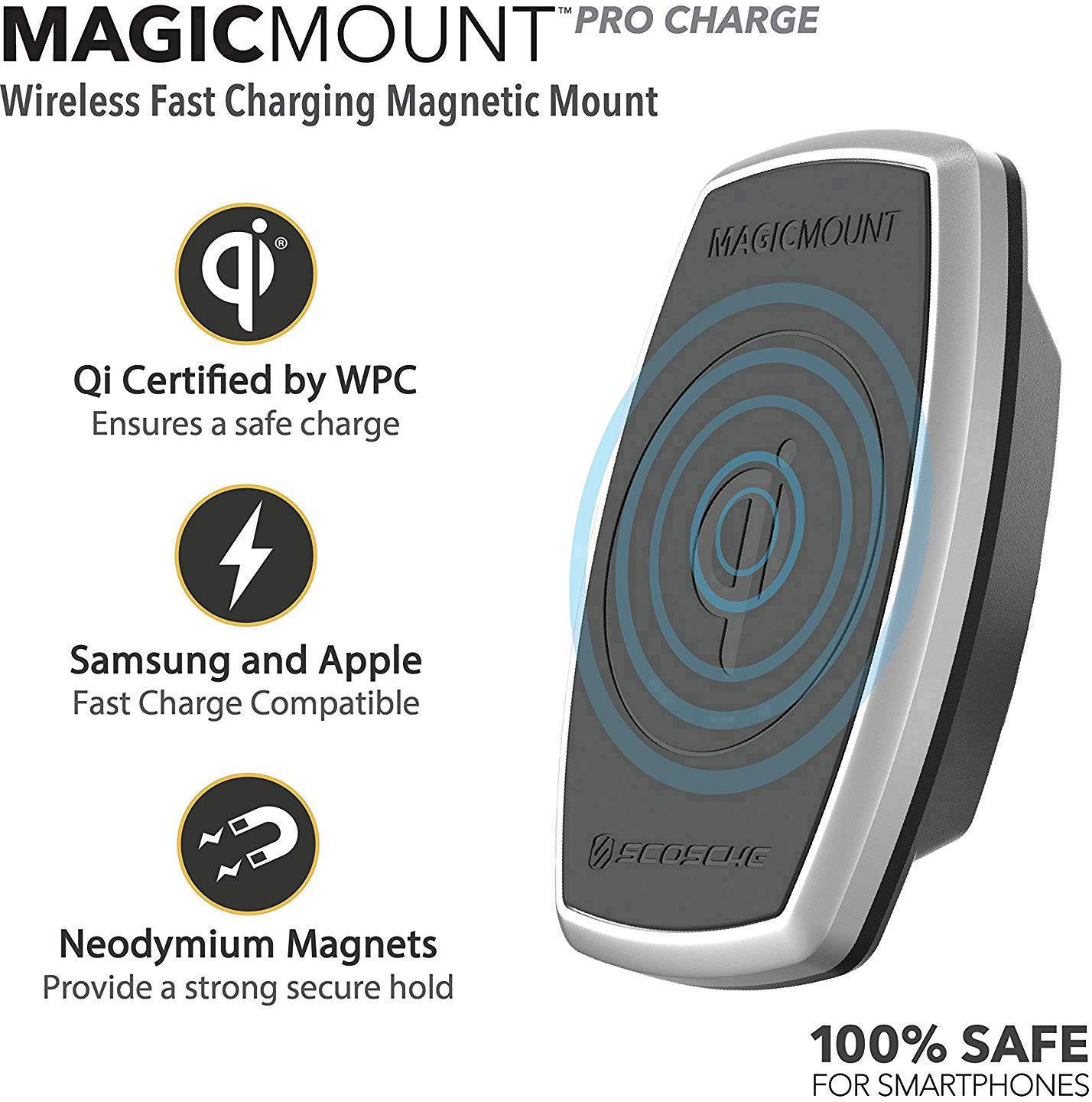 Scosche Wireless charger 2000 mA MagicMount Pro Window MPQ2WD-XTSP Outputs Inductive charging standard Black, Silver-5