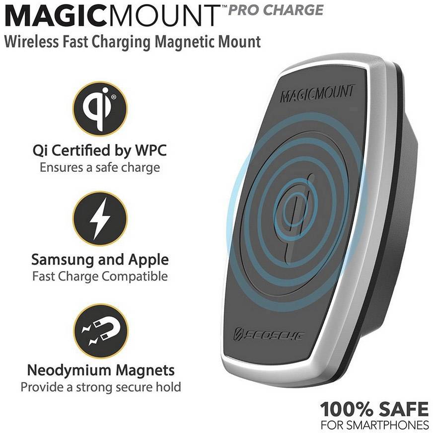 Scosche Wireless charger MagicMount Pro Vent MPQ2V-XTSP Outputs Inductive charging standard Black, Silver-3