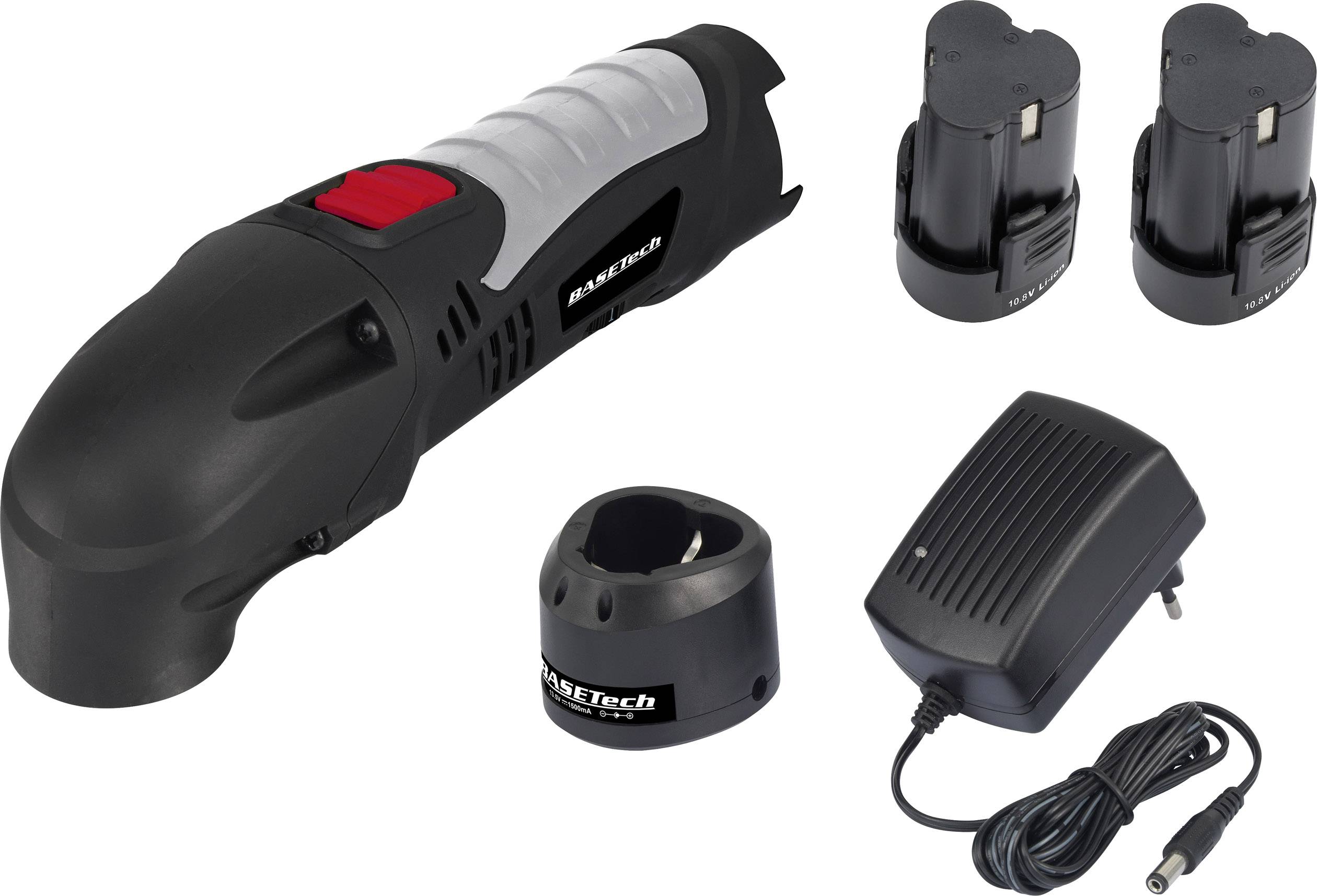 'Cordless drill set with wireless screwdriver, two batteries, charger and power cable. Perfect for DIY projects and repairs.'