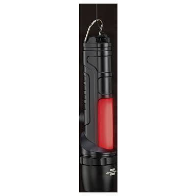 Black cylindrical device with a curved handle and glowing red vertical display or indicator panel on the front.