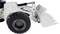White toy digger with black tyre and bucket, brand 'Amewi', on white background.