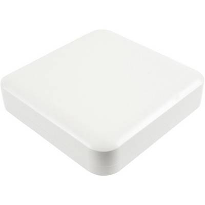 A square, white, flat enclosure with rounded corners, possibly an electronic device or a cover.