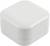 White, square box with rounded corners, possibly a packaging or case for a small electronic device.