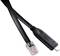 A USB cable beside an Ethernet cable, both black. The image shows a close-up of the connectors of the cables.