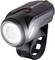 A black bicycle light with bright LEDs and an elastic mounting strap for the handlebars. Perfect for night-time rides.