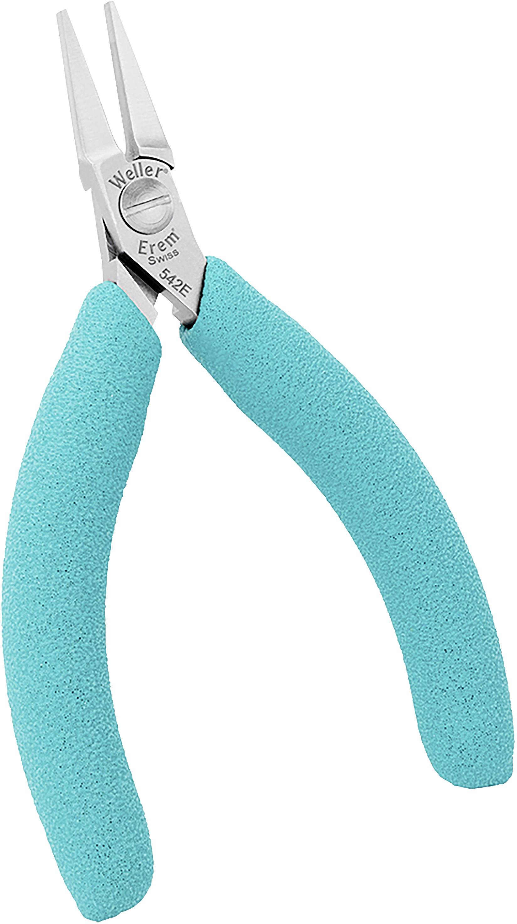 Pliers with blue handles, ideal for precise work in crafts and electronics. 'Weller' brand name engraved on the pliers.