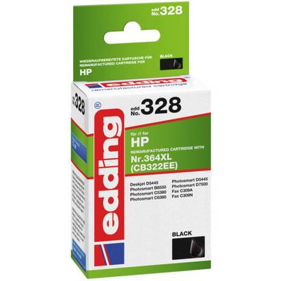 'Ink cartridge Edding 328, reconditioned for HP, Number 364XL, black. Compatible with various HP printers and fax machines.'