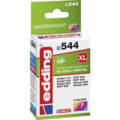 replaced Edding Compatible | Ink HP cartridge Conrad 18-544 Buy Electronic 302 Cyan, 18-544 XL Yellow Magenta,