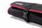 Black tool bag with red trim and buckle fastening. Brand name visible at the top edge.