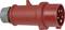 Red industrial electrical plug connector with gray locking cap, shown on a white background.