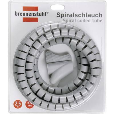 Packaging for Brennenstuhl 'Spiralschlauch' spiral coiled tube, showing a coiled gray cable organizer in clear plastic blister pack.