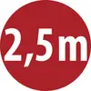 Red circular sign with white text '2,5m', indicating a 2.5-meter limit or restriction.