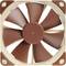 A square fan with brown rotor blades and a beige frame, suitable for cooling electronic devices.