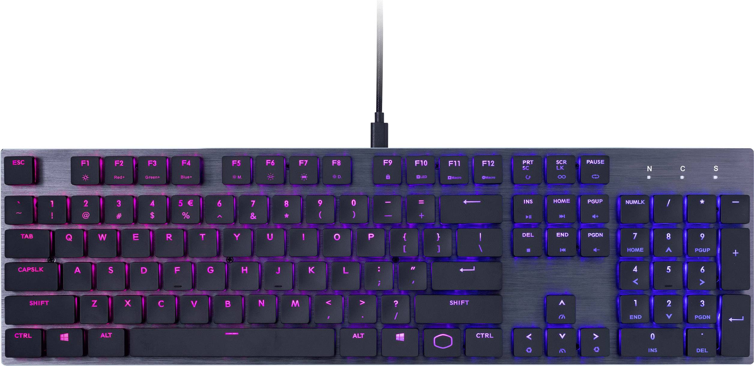 Cooler Master SK650 USB gaming keyboard German, QWERTZ, Windows® Anthracite, Black Switch: red, Backlit, Built-in user memory