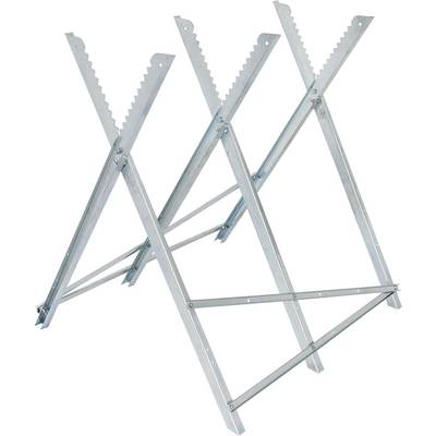 Metal folding support frame with three upright, serrated arms and cross braces, shown on a white background.
