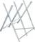 Metal folding rack with three angled, serrated supports and cross-bracing, shown against a white background.