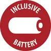 Red circular icon with the words 'INCLUSIVE BATTERY' surrounding a white battery shape, suggesting a battery-related accessibility or inclusion symbol.
