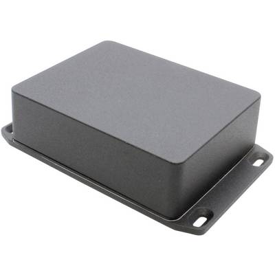 A rectangular, grey, metallic enclosure with two mounting holes on the sides, suitable for electronic components.