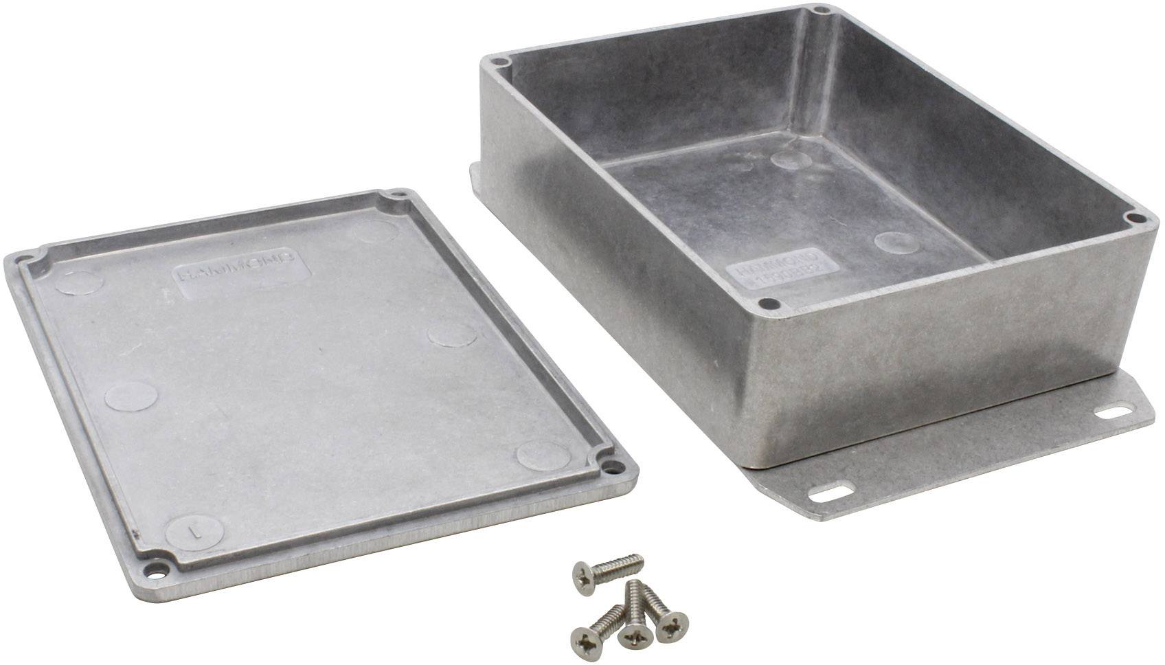 Metal casing with removed lid, four screws at the front.