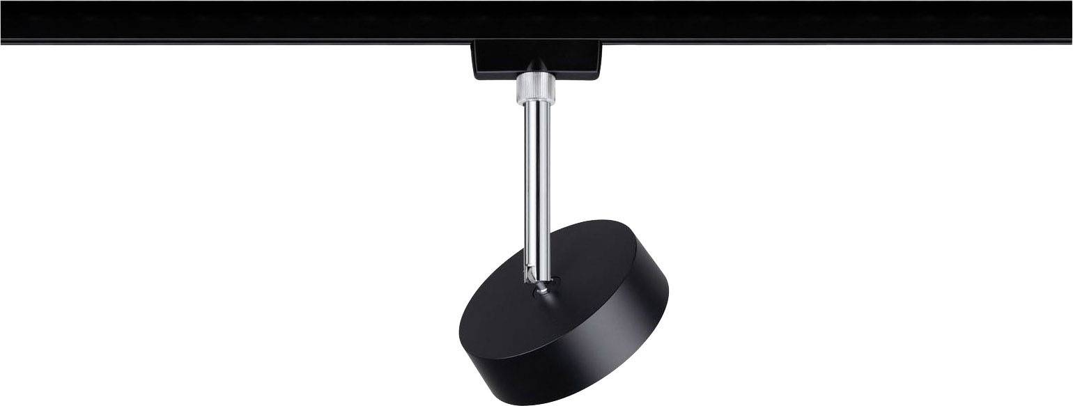 A black, circular sensor is attached to a screen, likely for calibration, secured by a metallic rod.