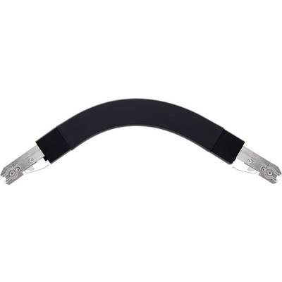 A curved door fitting in black with silver metal elements at both ends, likely intended for furniture or doors.