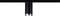 Black ceiling spotlight with a cylindrical design and silver trim, mounted on a rod, illuminating downwards.
