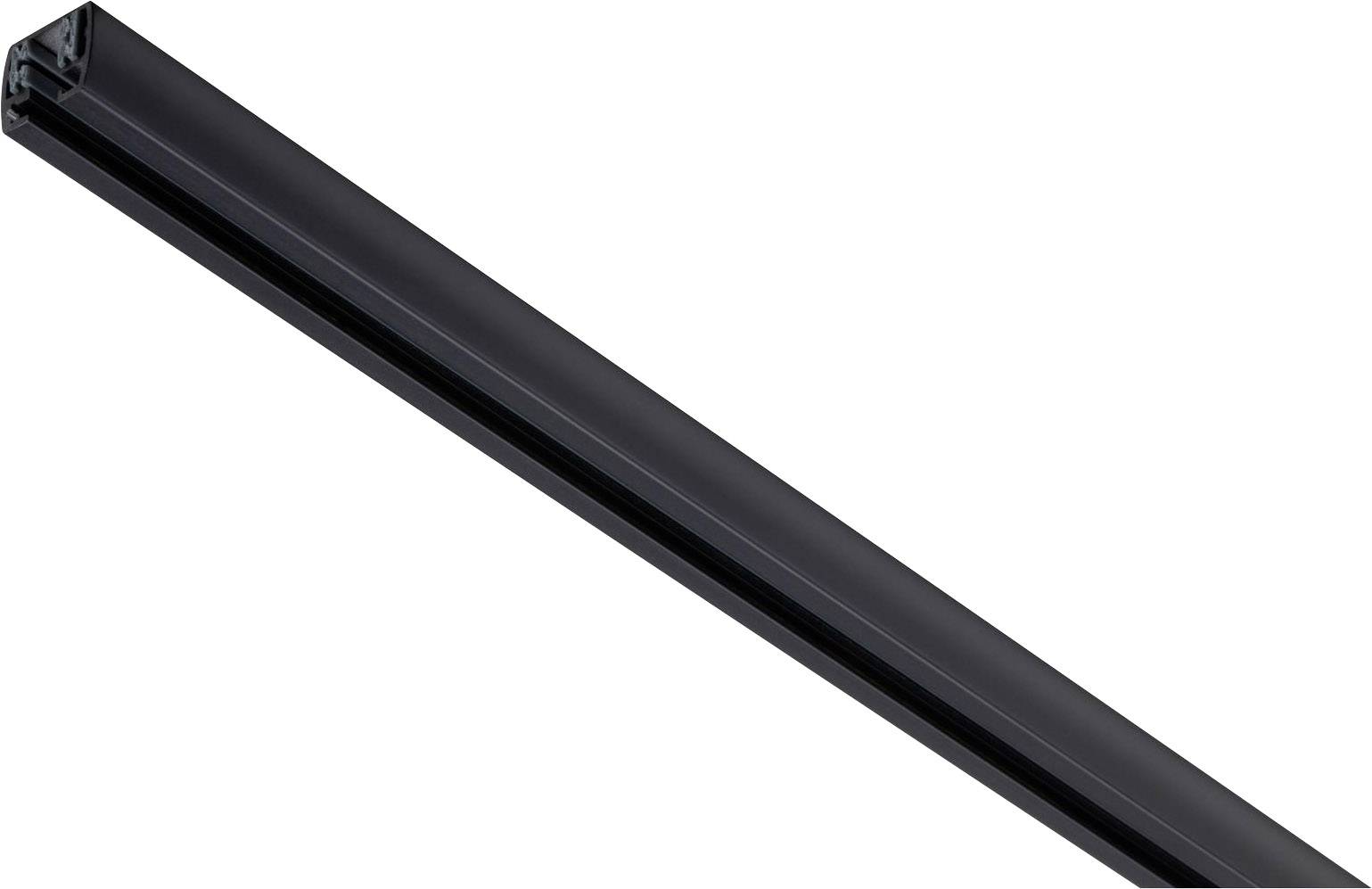 Black, elongated LED light fitting with a slim profile, suitable for ceiling mounting. Ideal for contemporary lighting designs.