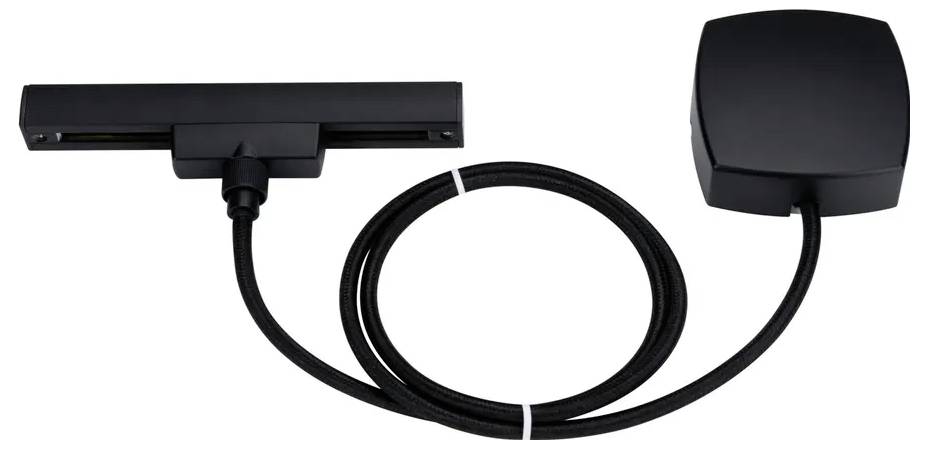 A black reading light with a long, flexible cable and rectangular lamp head. Ideal for mounting on the wall.