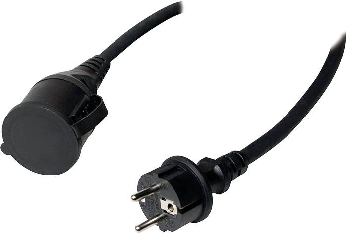 Mains cable with Schuko plug and socket.