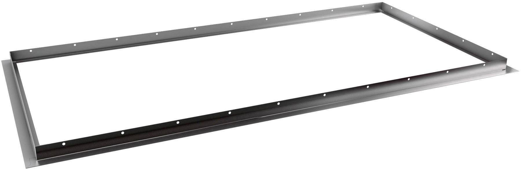 Rectangular metal frame with multiple screw holes along the edges, suitable for mounting purposes.