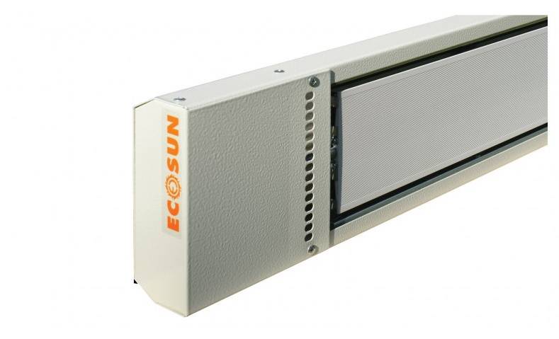 A white radiator with the 'ECOSUN' logo. The rectangular radiator has a textured surface and ventilation slots.