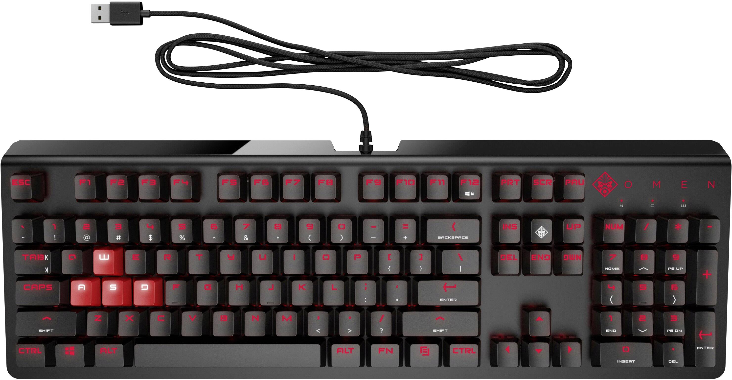 HP OMEN Encoder USB keyboard German, QWERTZ Black Backlit, Multimedia buttons, Switch: red