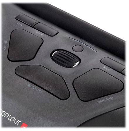 Contour Design RollerMouse Free 3 Mouse Radio Optical Black 9 Buttons 2800 dpi Ergonomic, Big buttons, Built-in scroll w-1